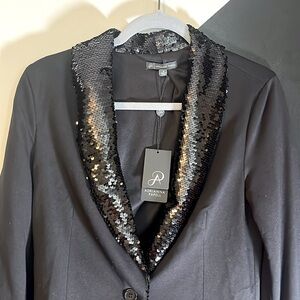 Adrianna Papell Sequin Lapel Ponte Blazer